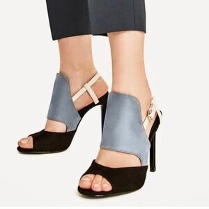 Zara Basic Collections Suede Color Block Heels Size 37